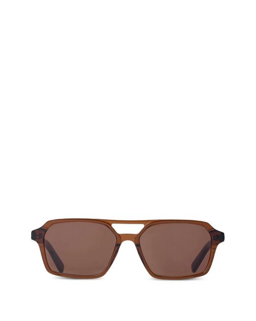 Retrosuperfuture Brown Geometric-Frame Sleek-Lens Sunglasses