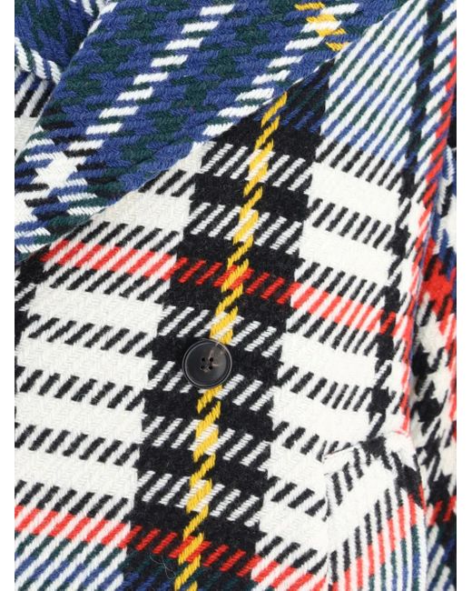 Sara Roka Blue Checked Double-Breasted Coat