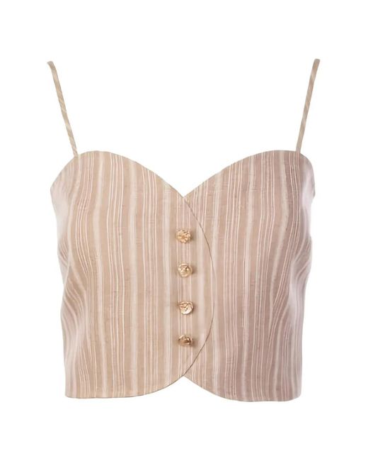 Hevron Natural Grace Striped Button-Front Top