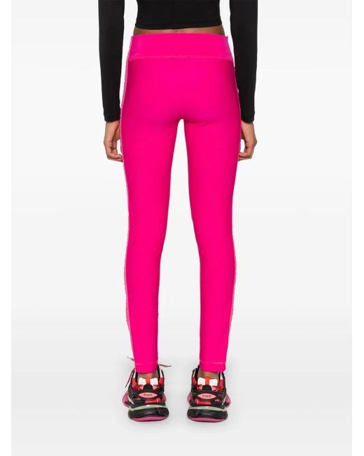 Versace Jeans Couture Pink Logo-Trim Leggings