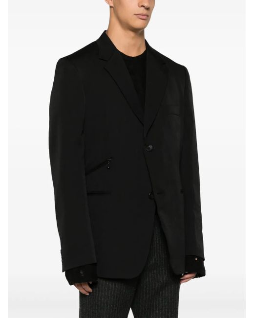 Yohji Yamamoto Black Single-Breasted Wool Blazer for men