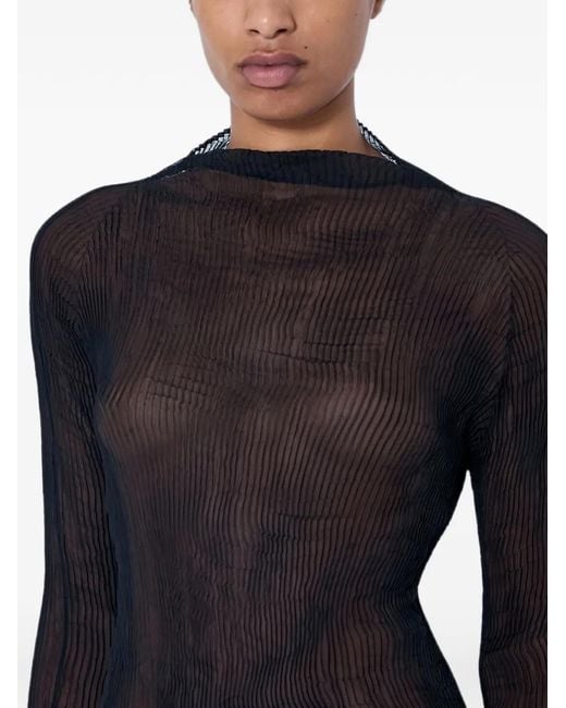Issey Miyake Blue Sheer Pleated Blouse