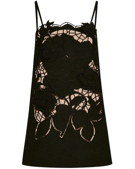 Oscar de la Renta ローズモチーフ ミニドレス Black