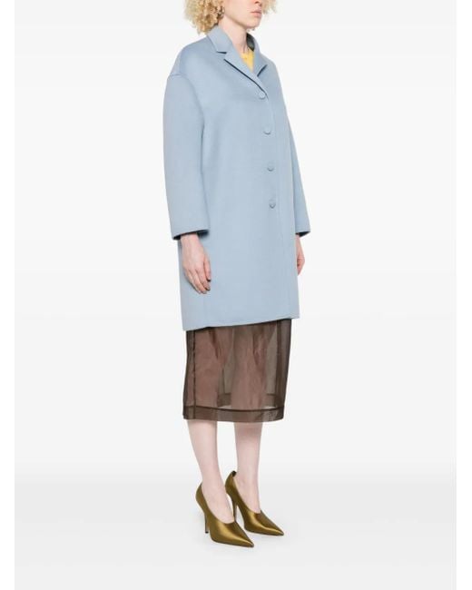 Prada Blue Button-Fastening Collared Coat