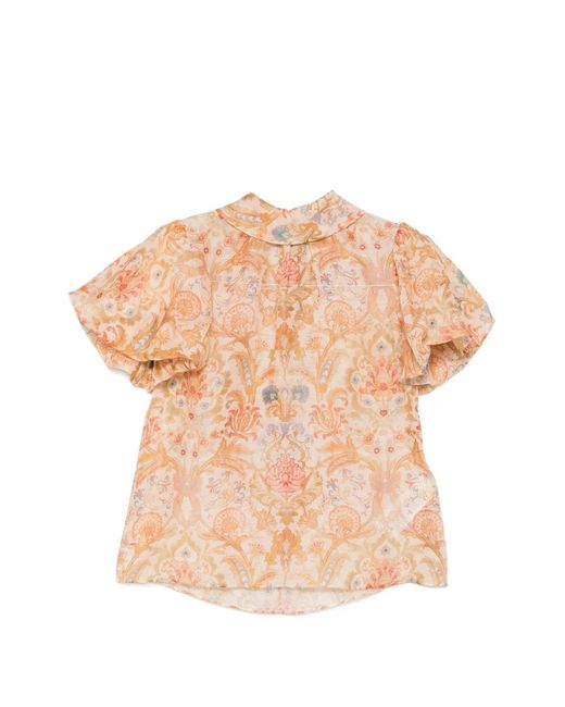 Zimmermann Pink Valiant Floral-Print Blouse