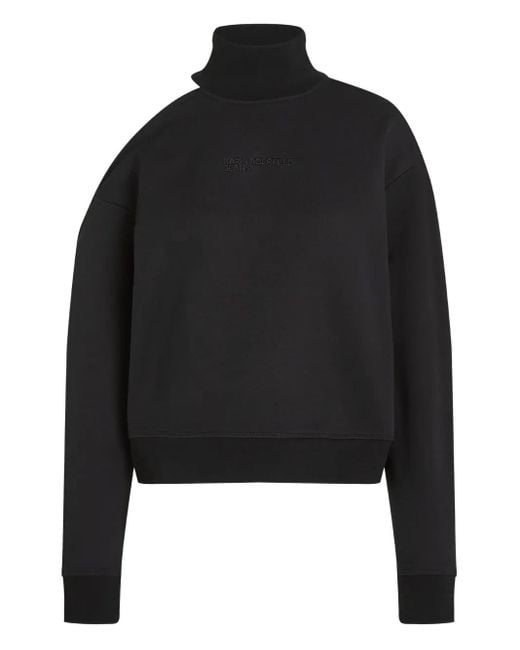Karl Lagerfeld Black Cut-Out Turtleneck Sweatshirt