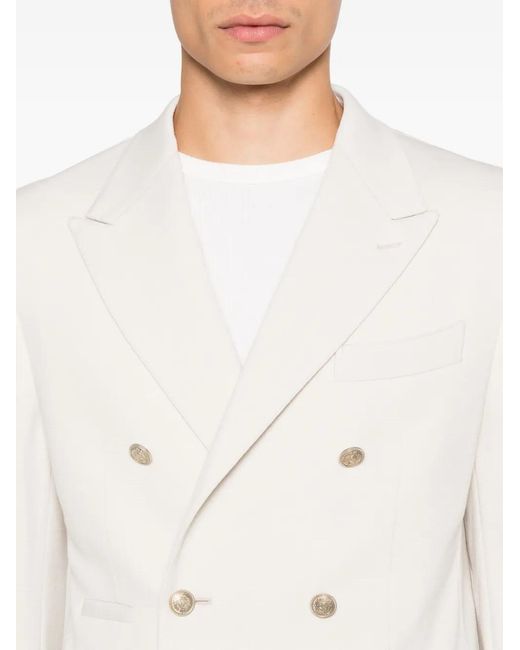 Eleventy White Double-Breasted Blazer for men