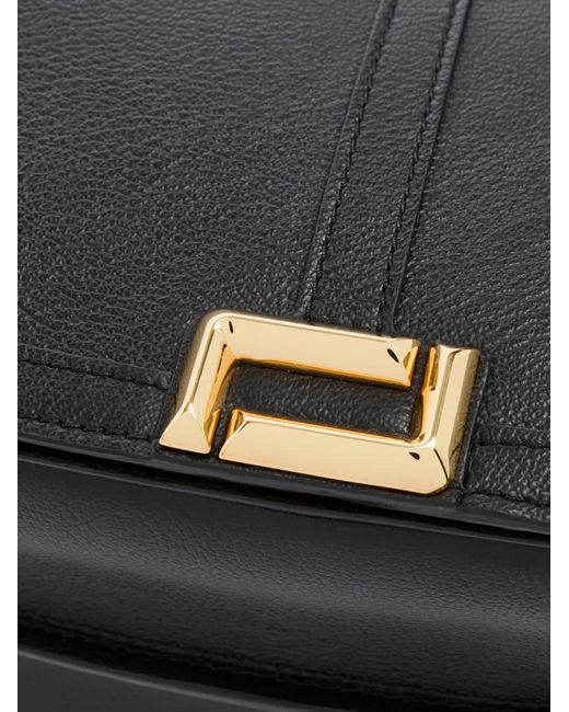 Lancel Black Large Celeste Double L Saddle Bag