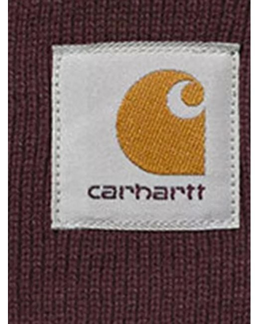 Carhartt Purple Watch Logo-Patch Beanie Hat for men