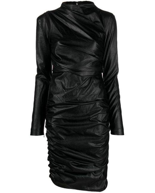 Tom Ford Black Faux-leather Ruched Dress