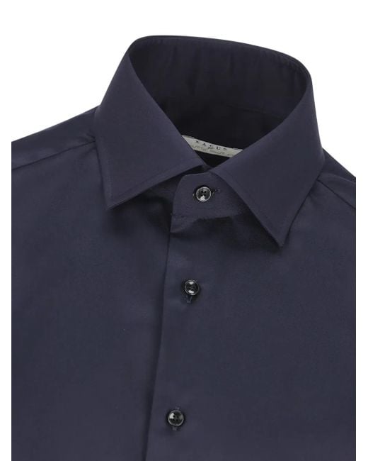 Xacus Blue Buttoned-Cuff Cotton Shirt for men