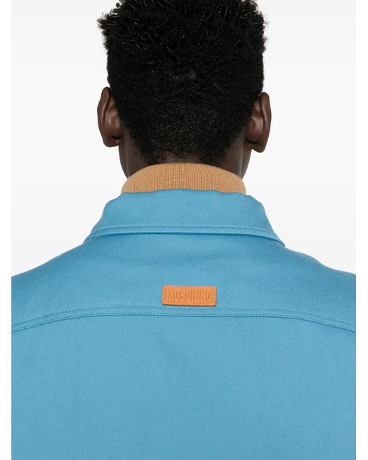 Moschino Blue High-Neck Layered Jacket for men
