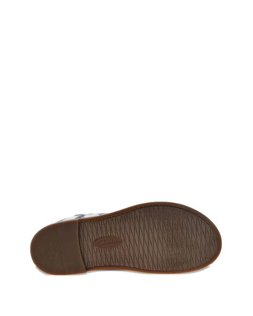 Clarks White Corsio Buckle-Strap Sandals