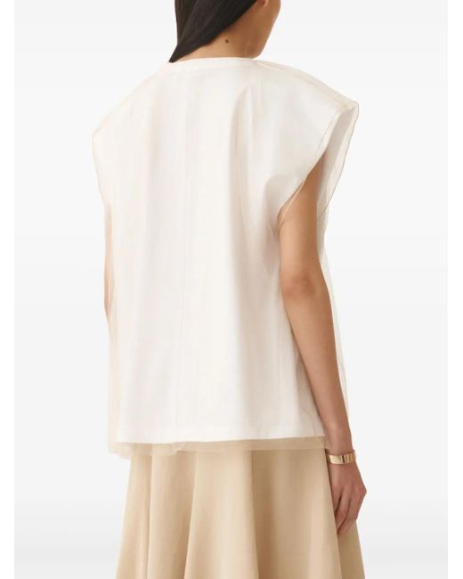 Fabiana Filippi White Organza-Overlay Top