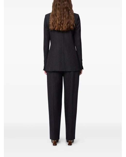Nina Ricci Blue Pinstriped-Pattern Wide-Leg Trousers