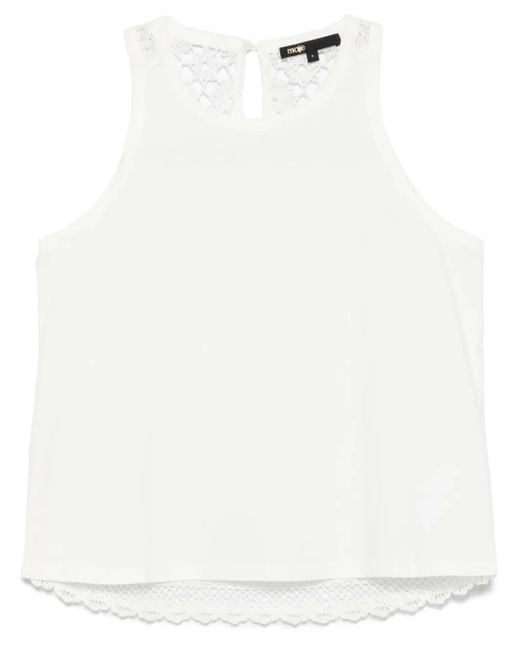 Top sin mangas con espalda de punto Maje de color White