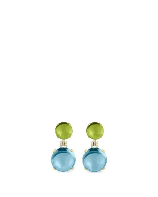 Goshwara Blue Rock N Roll Peridot And Topaz Earrings