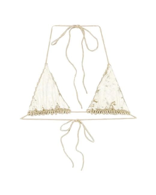 Isa Boulder White Macramé Triangle Bikini Top