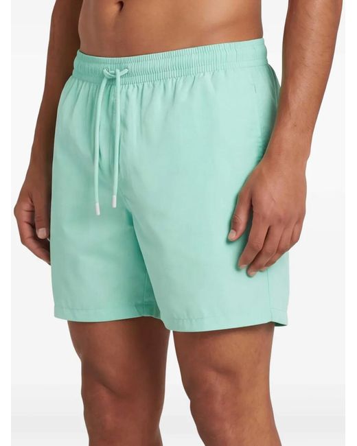 Fedeli Green Logo-Patch Swim Shorts for men