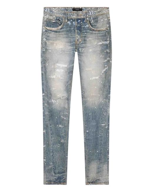 Purple Brand Blue Jean Slim Brodé De Sequins for men
