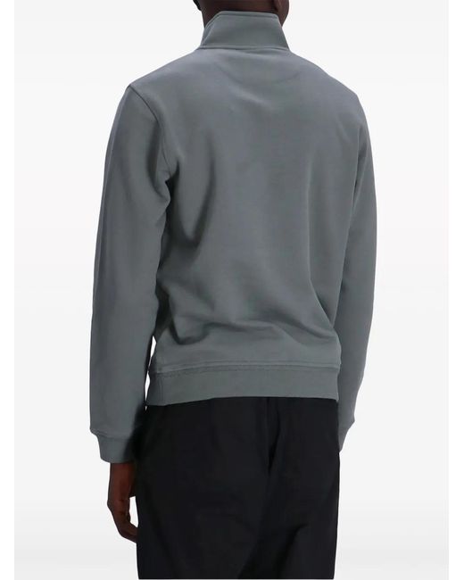 Belstaff Gray Logo-Patch Short-Zip Sweatshirt for men
