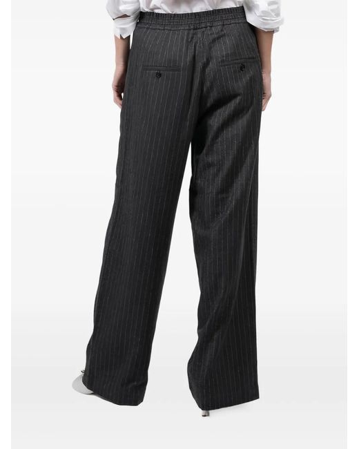 Isabel Benenato Black Pinstriped Trousers