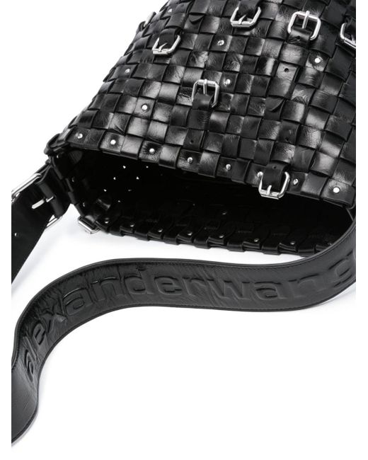 Medium Lock interwoven shoulder bag di Alexander Wang in Black