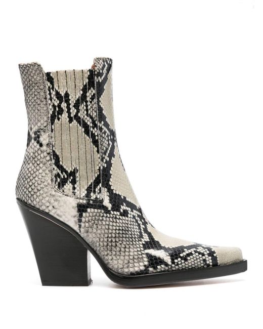 Paris Texas Brown 95mm Snakeskin-print Leather Boots