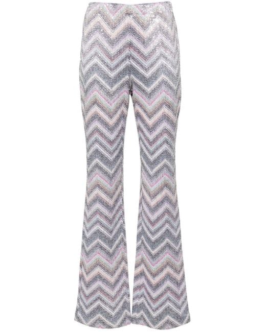 Missoni Gray Sequinned Zigzag-Woven Flared Trousers