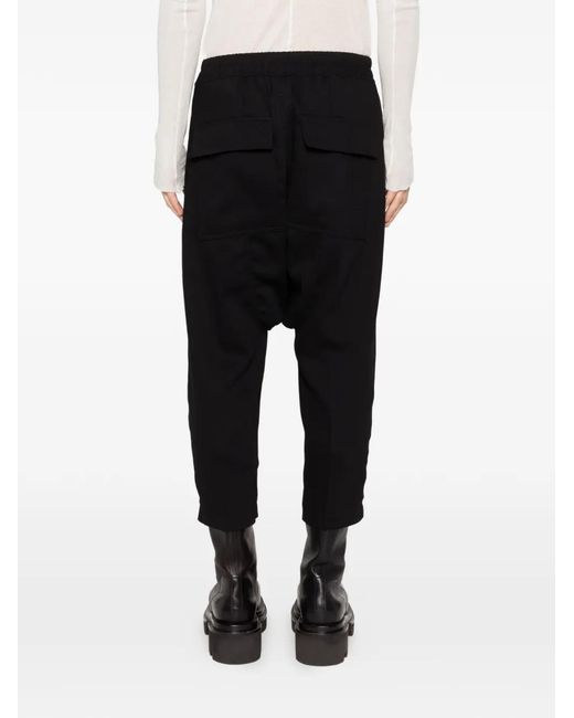 Rick Owens Black Drawstring Cropped Trousers for men