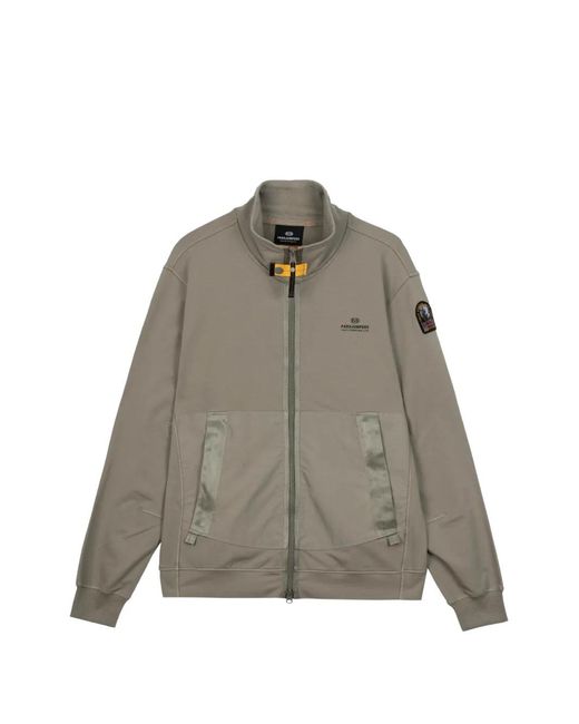 Parajumpers Gray Logo-Patch Zip-Up Sweater for men