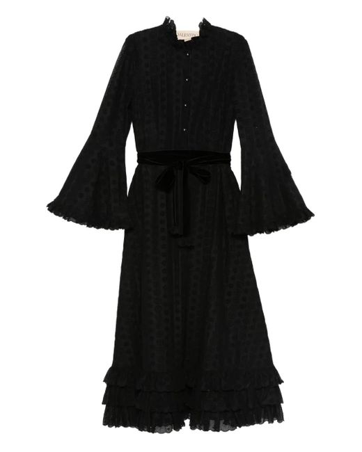 Valentino Garavani Black Ruffled Bell-Sleeve Dress