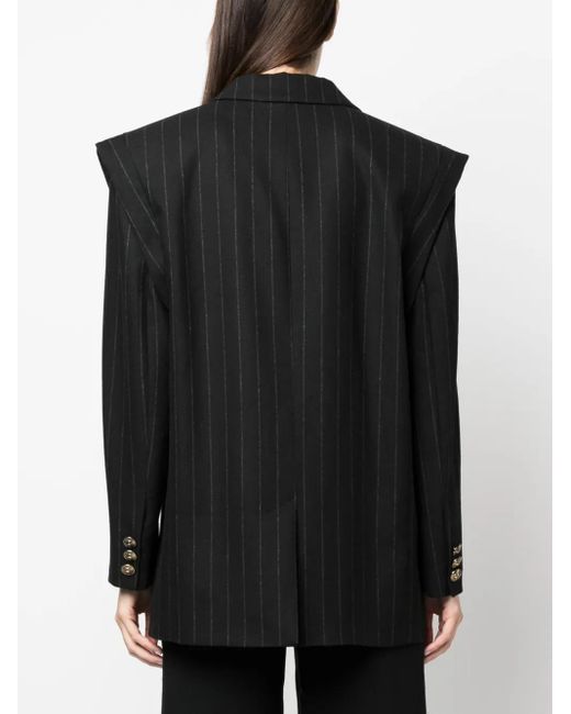 Versace Jeans Couture Black Pinstriped Double-Breasted Blazer