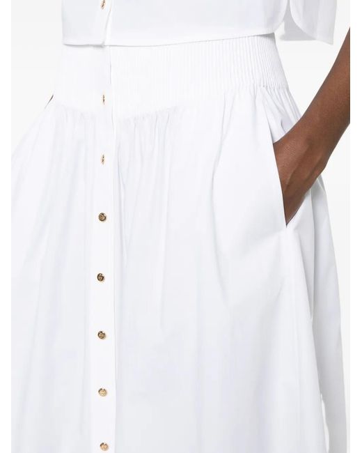 Tory Burch White Romy Smocked-Waist Skirt