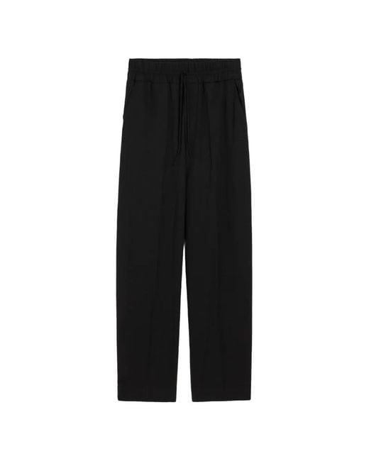 AMI Black Pantalon En Laine À Taille Élastiquée