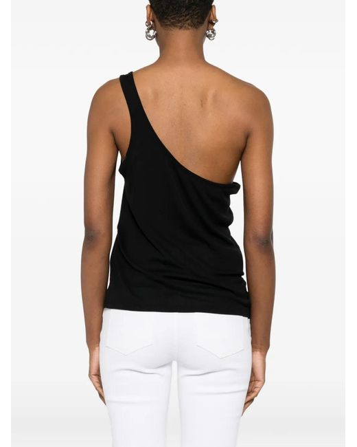 Tom Ford Black Ribbed One-Shoulder Top
