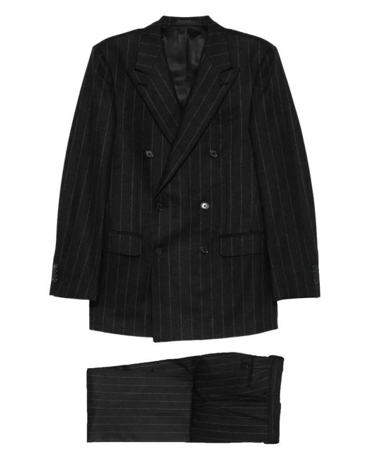 Caruso Black Costume Croisé À Fines Rayures for men