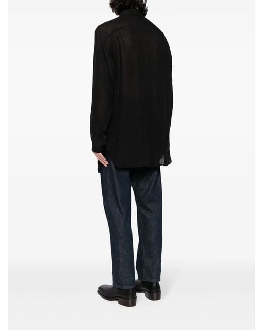 Yohji Yamamoto Black Panelled Linen Shirt for men