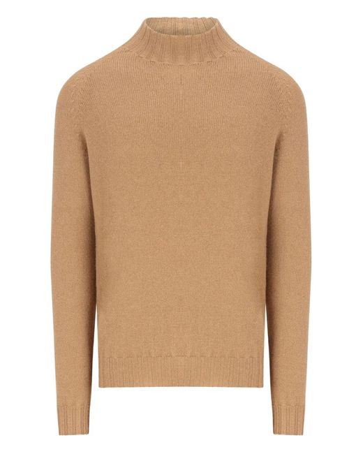 Tagliatore Natural High-Neck Ribbed Cashmere Sweater for men