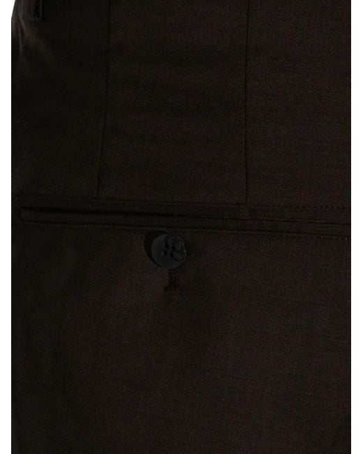 GTA IL PANTALONE Black Button-Fastening Pleated Roll-Up Cotton Trousers for men