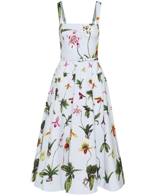 Oscar de la Renta フローラル ドレス ホワイト | Lyst