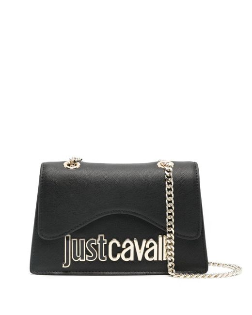 Just Cavalli Black Logo Lettering Shoulder Bag