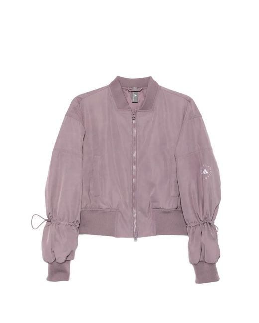 Adidas By Stella McCartney Purple Zip-Fastening Ruched-Sleeve Jacket