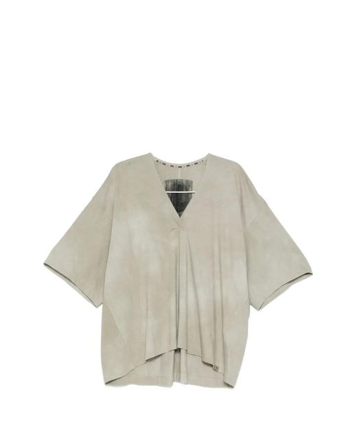 Ziggy Chen White Faded-Effect V-Neck T-Shirt