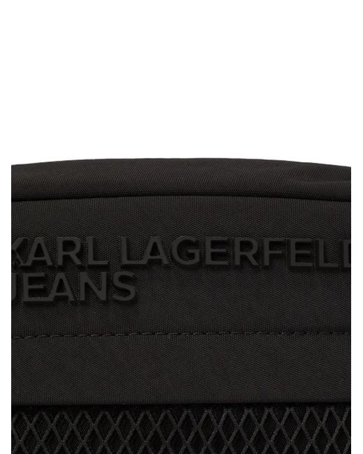 Bolso messenger con placa del logo Karl Lagerfeld de hombre de color Black