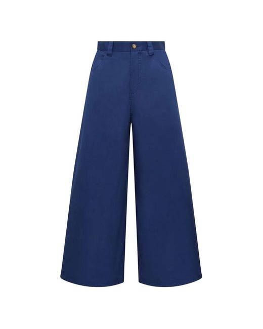 Maliparmi Blue Pantalon Palazzo À Coupe Crop