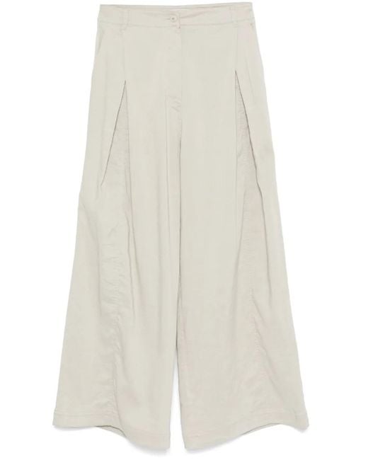 Low Classic White Pleated Palazzo Pants