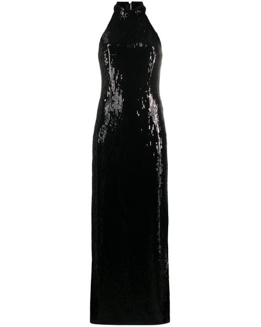 Galvan Black Oceana Sequin Embellished Gown