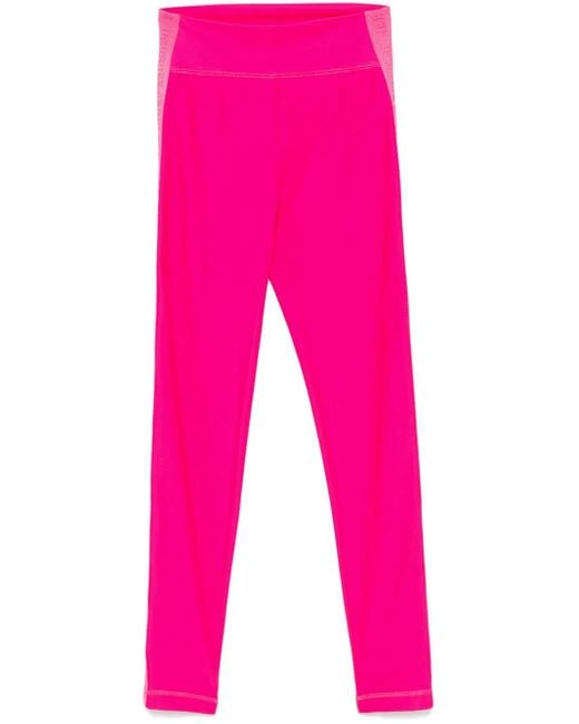 Versace Jeans Couture Pink Logo-Trim Leggings