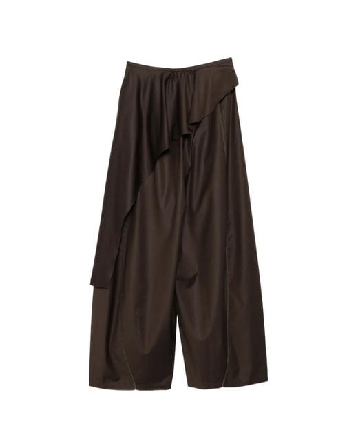 YANGKEHAN Brown Ruffled Panelled Trousers
